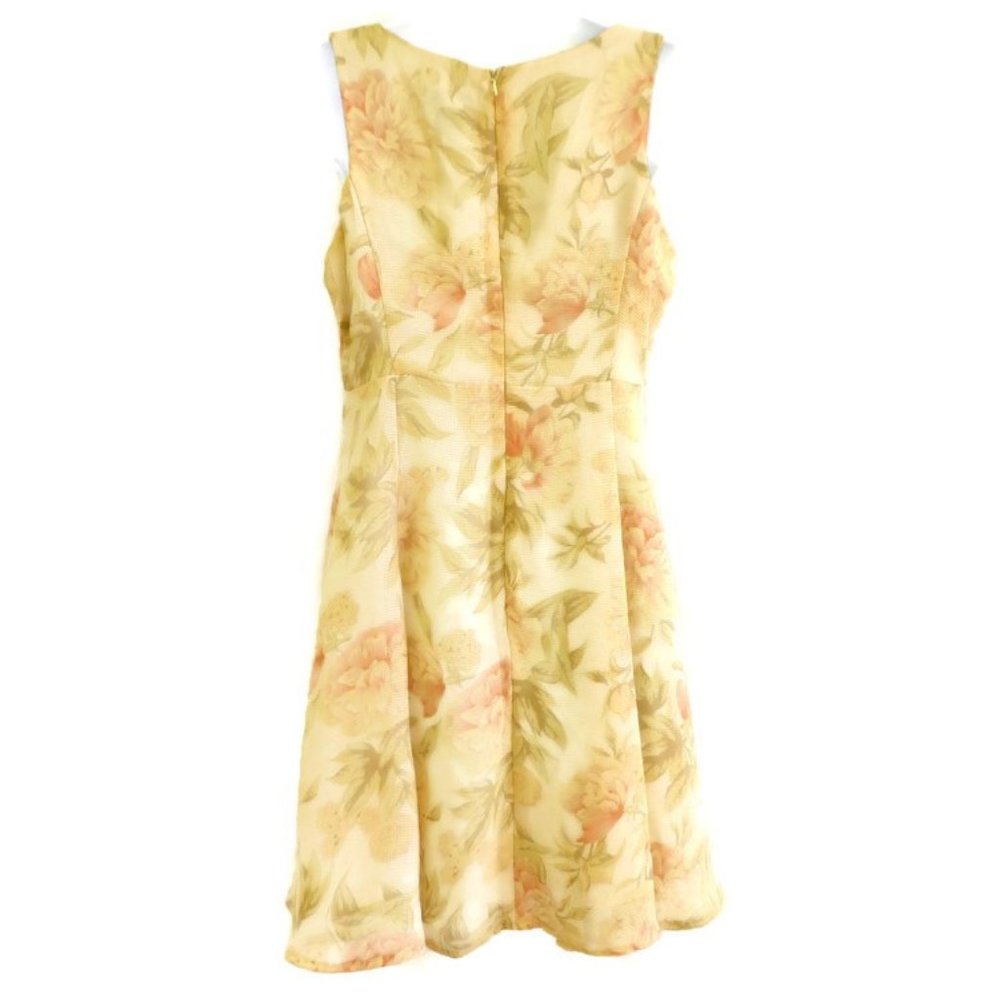SOLD Limited Dress  90s Pale Yellow Floral Fit Flare Zipper Lined Princess 4 - Picture 5 of 6